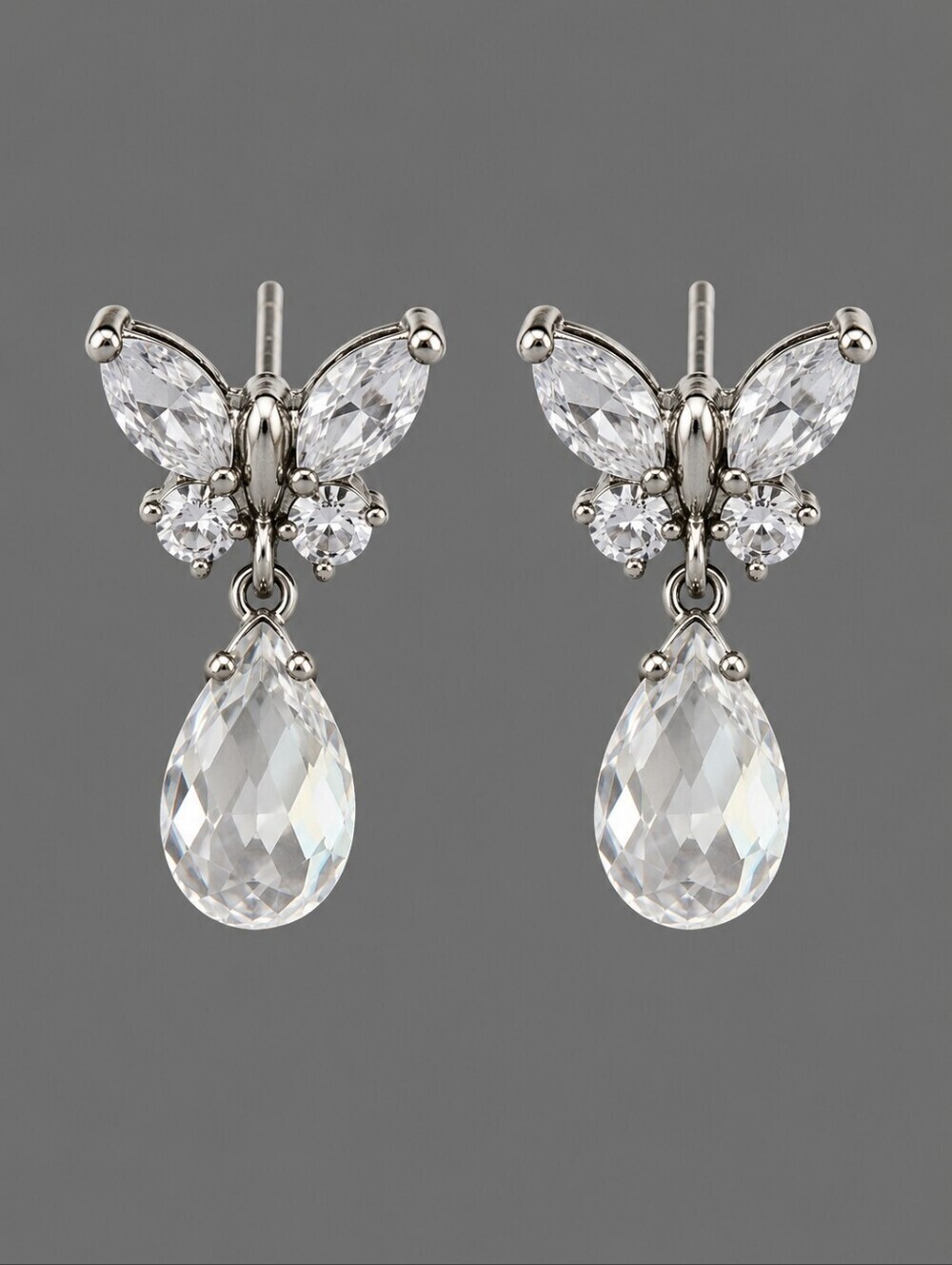 Dainty Butterfly Prism Crystal Bridal Prom Coquette Fairycore Earrings